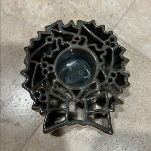 BAY POTTERY Christmas Wreath Candle Pot Votive Candle Holder